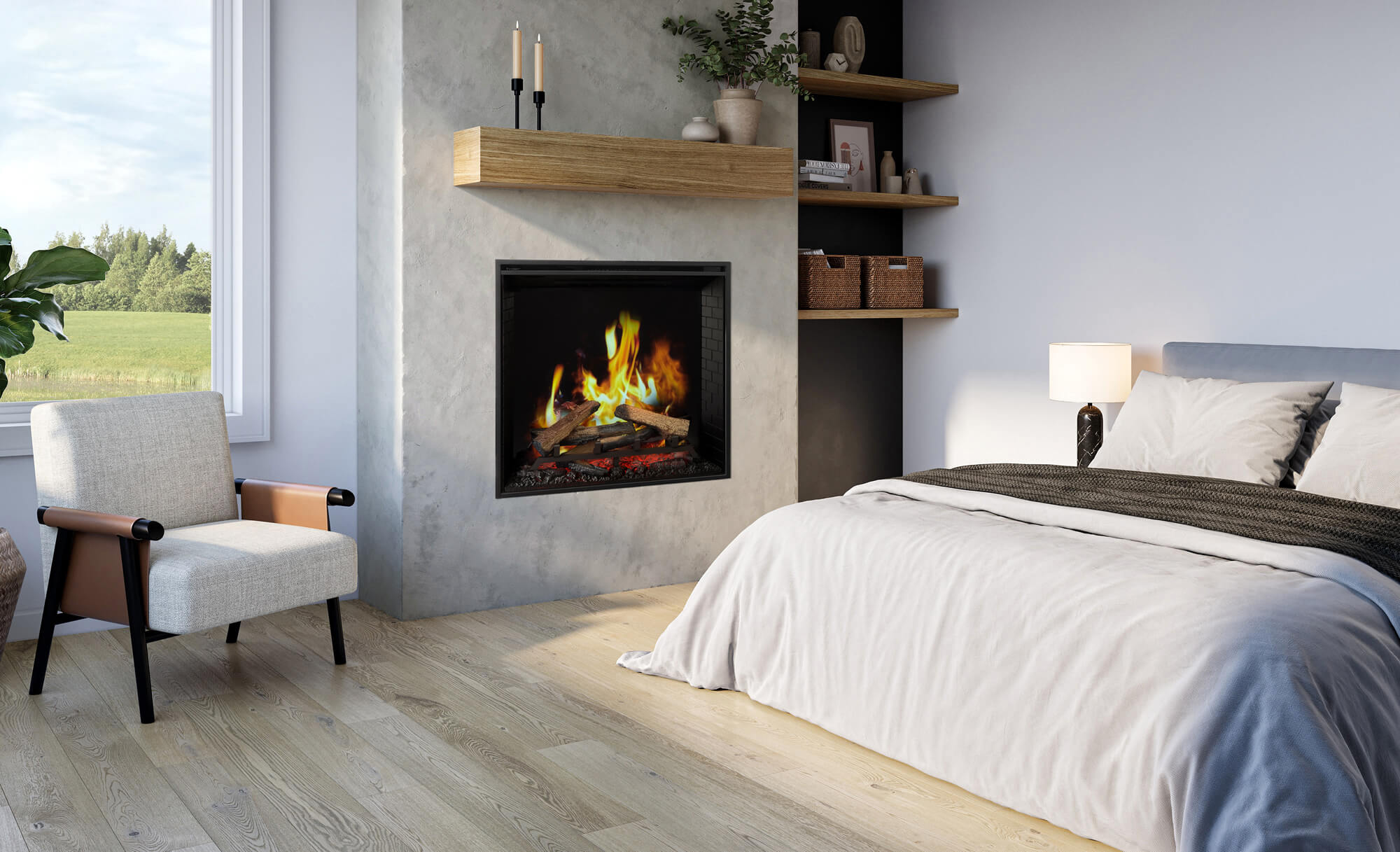 E800 LCD E800 LCD Electric Fireplace Oak Logs